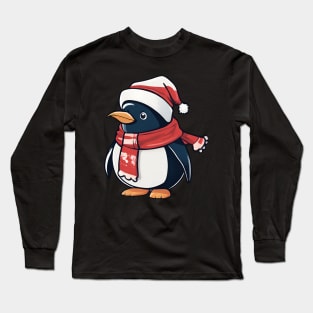 cute santa penguin Long Sleeve T-Shirt